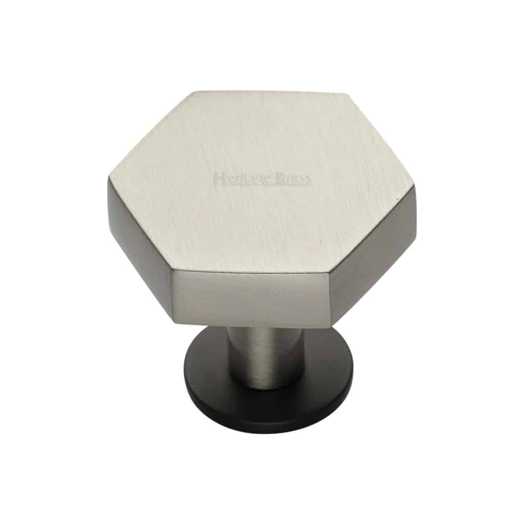 Heritage Brass Cabinet Knob Knurled T-Bar Design with Rose 45mm Polished Nickel finish 1