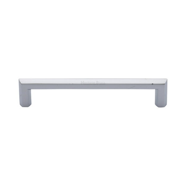 Heritage Brass Cabinet Pull Hammered Wide Metro Design 128mm CTC Satin Chrome Finish 1