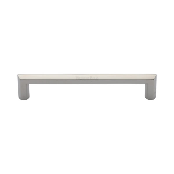 Heritage Brass Cabinet Pull Hammered Wide Metro Design 128mm CTC Satin Nickel Finish 1