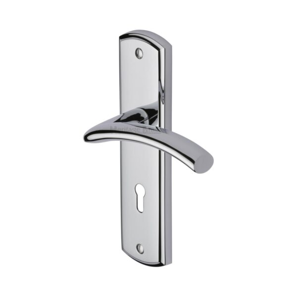 Heritage Brass Door Handle Lever Lock Deco Design Satin Nickel Finish 1