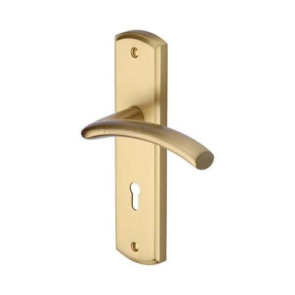 Heritage Brass Door Handle Lever Latch Deco Design Polished Chrome Finish 1