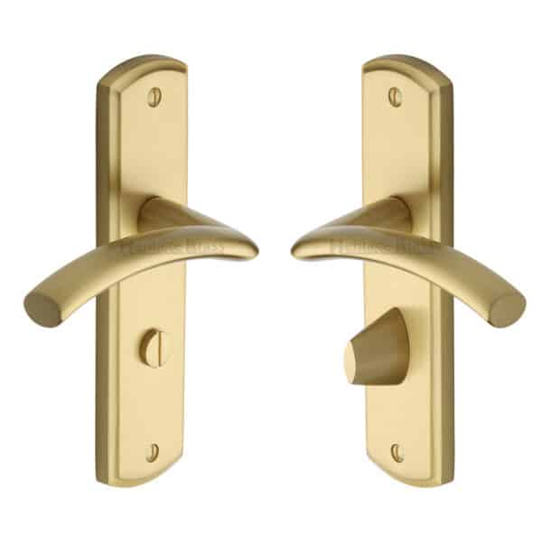 Heritage Brass Door Handle Lever Latch on Square Rose Linear Square Design Matt Bronze Finish 1