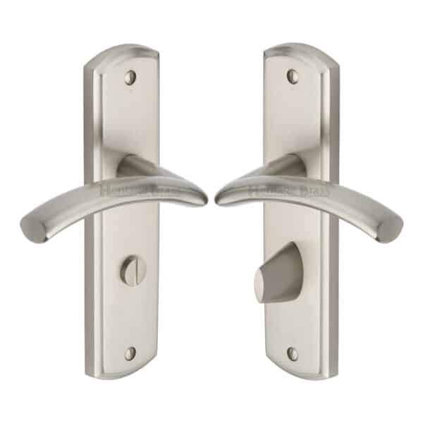 Heritage Brass Door Handle Lever Latch on Square Rose Linear Square Design Polished Chrome Finish 1