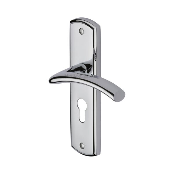 Heritage Brass Door Handle Lever Latch on Square Rose Linear Square Design Satin Nickel Finish 1