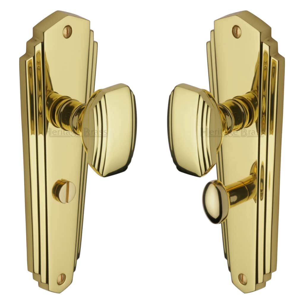Heritage Brass Door Handle Lever Latch Delta Design Satin Brass Finish 1