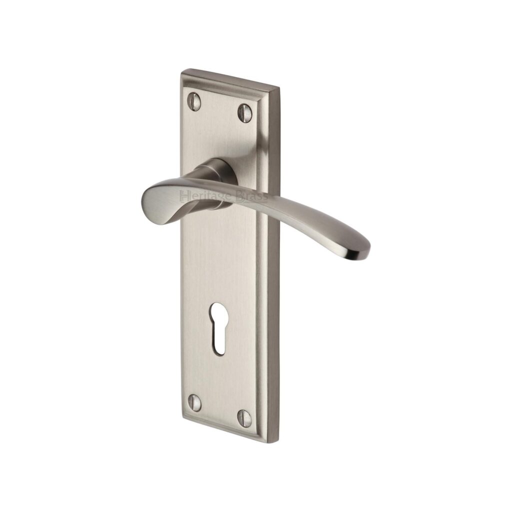 Heritage Brass Door Handle Lever Lock Metro Design Polished Chrome Finish 1