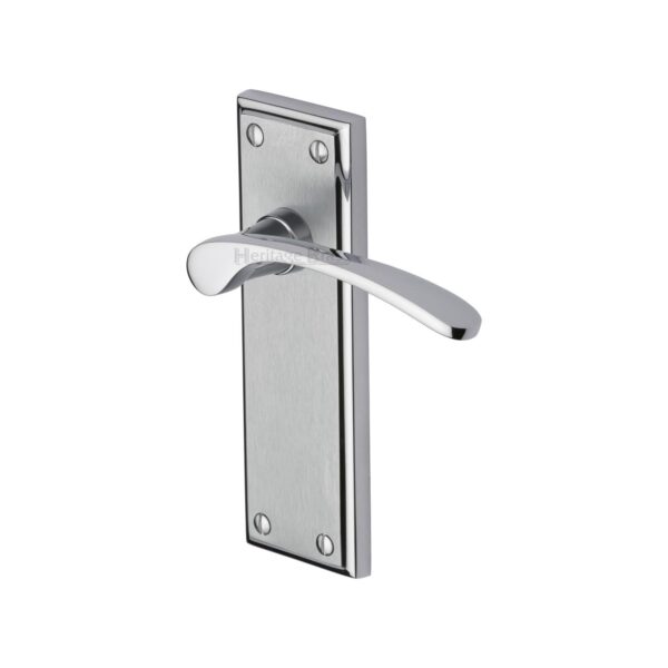 Heritage Brass Door Handle Lever Lock Metro Design Polished Nickel Finish 1