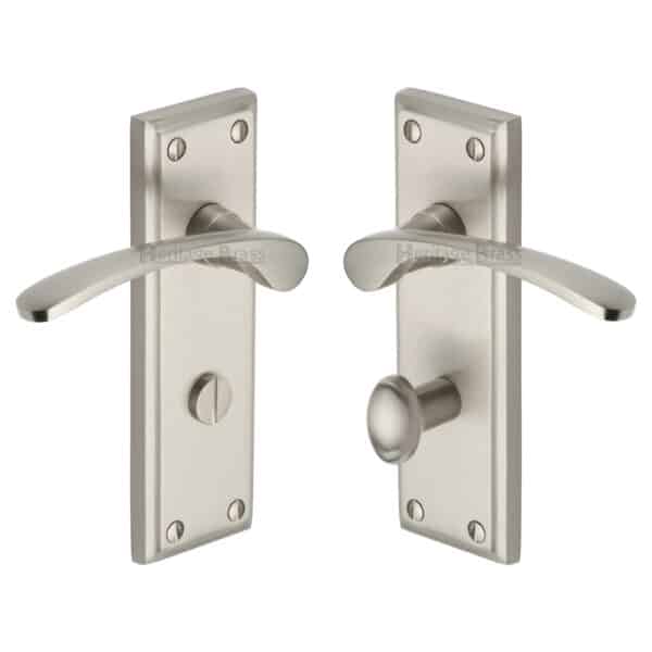 Heritage Brass Door Handle Lever Latch Metro Design Satin Brass Finish 1