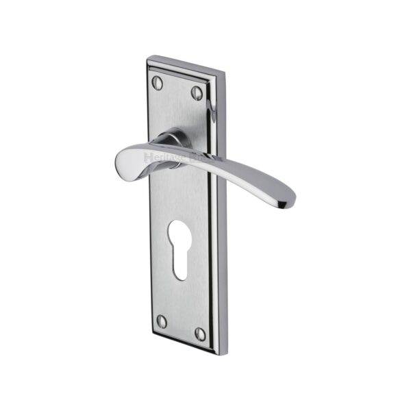 Heritage Brass Door Handle Lever Latch Metro Design Satin Nickel Finish 1