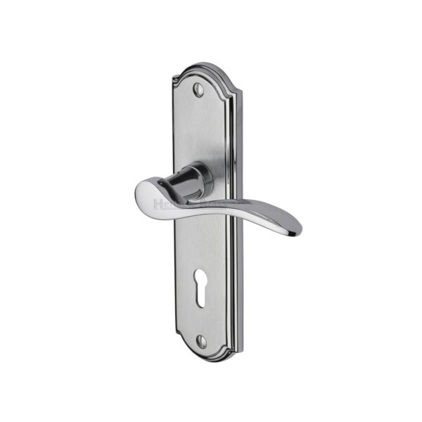 Heritage Brass Door Handle for Bathroom Metro Design Polished Nickel Finish 1