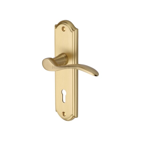 Heritage Brass Door Handle for Euro Profile Plate Metro Design Polished Chrome Finish 1