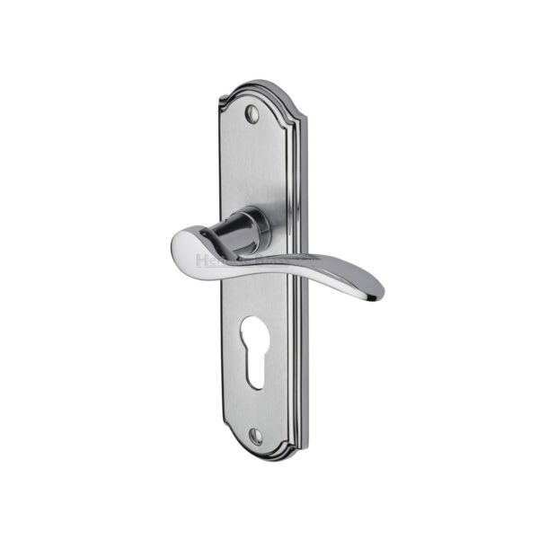 Heritage Brass Door Handle Lever Latch Verona Small Design Polished Chrome Finish 1