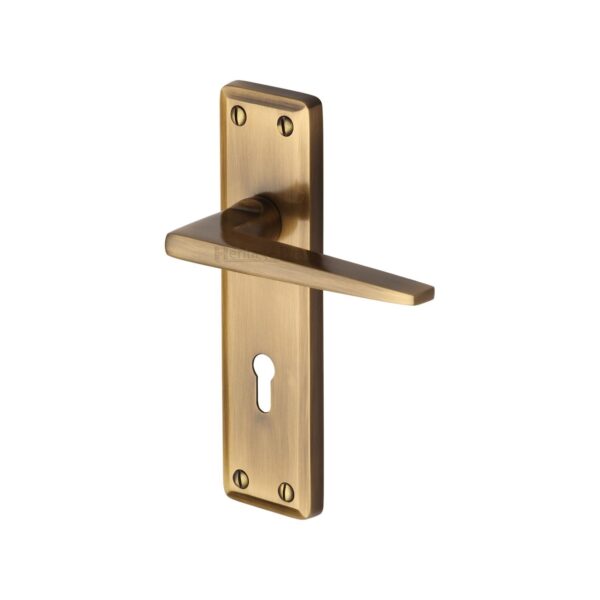 Heritage Brass Door Handle Lever Latch Algarve Design Satin Brass Finish 1