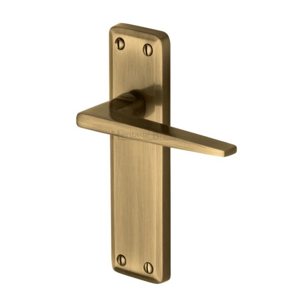 Heritage Brass Door Handle Lever Lock Lisboa Design Jupiter Finish 1