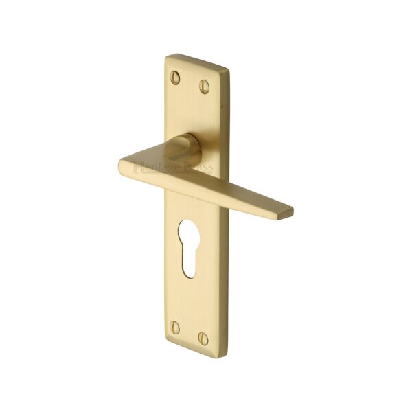 Heritage Brass Door Handle for Euro Profile Plate Lisboa Design Matt Bronze Finish 1