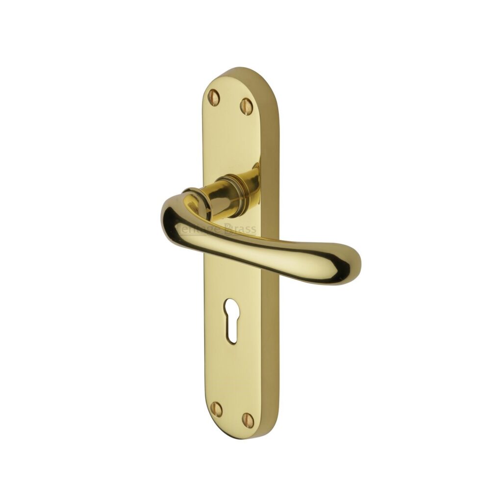 Heritage Brass Multi-Point Door Handle Lever Lock Colonial RH Design Polished Chrome Finish 1