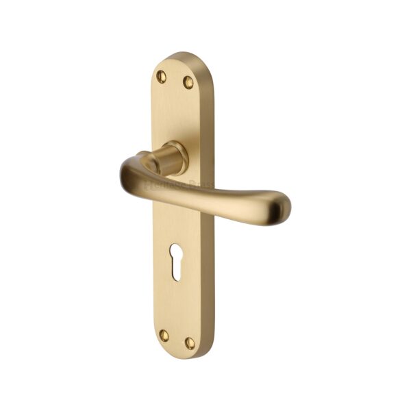 Heritage Brass Multi-Point Door Handle Lever Lock Colonial RH Design Satin Brass Finish 1