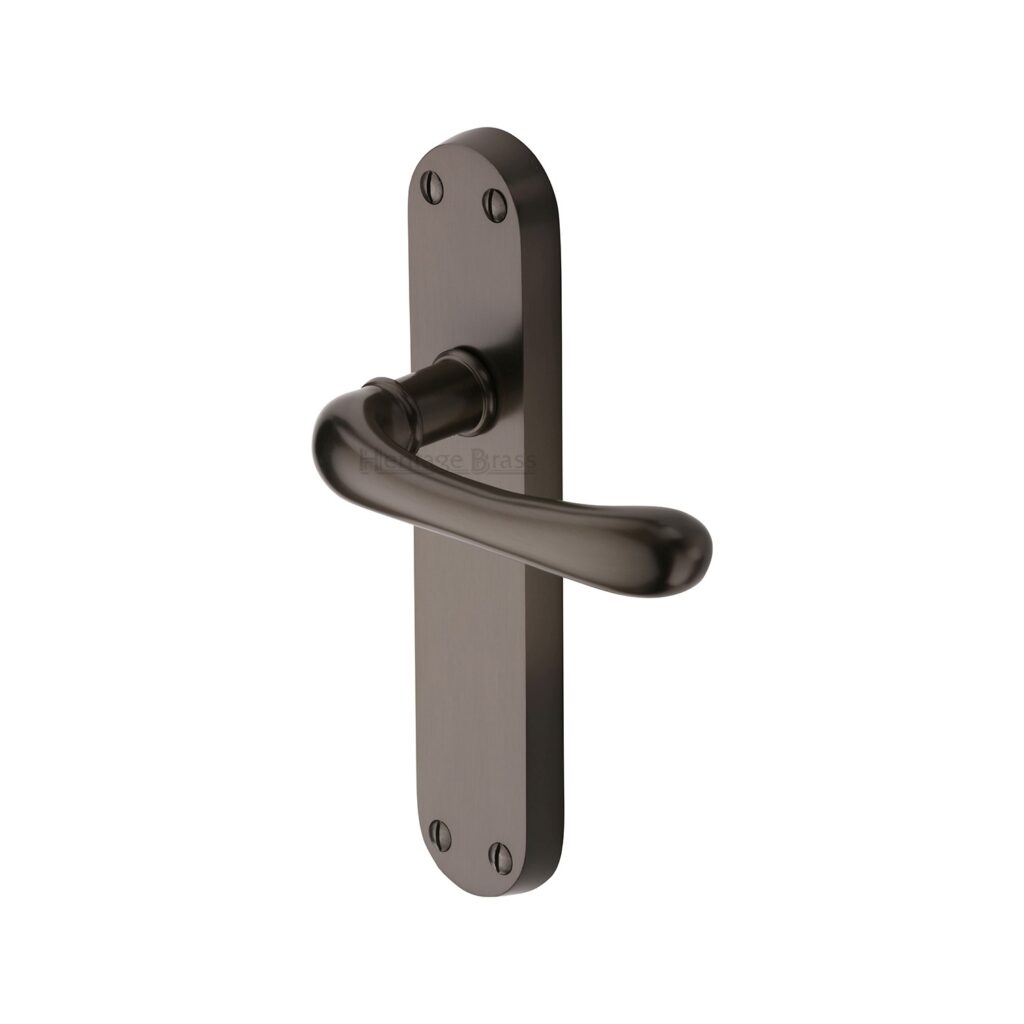 Heritage Brass Multi-Point Door Handle Lever Lock Bauhaus LH Design Matt Bronze Finish 1