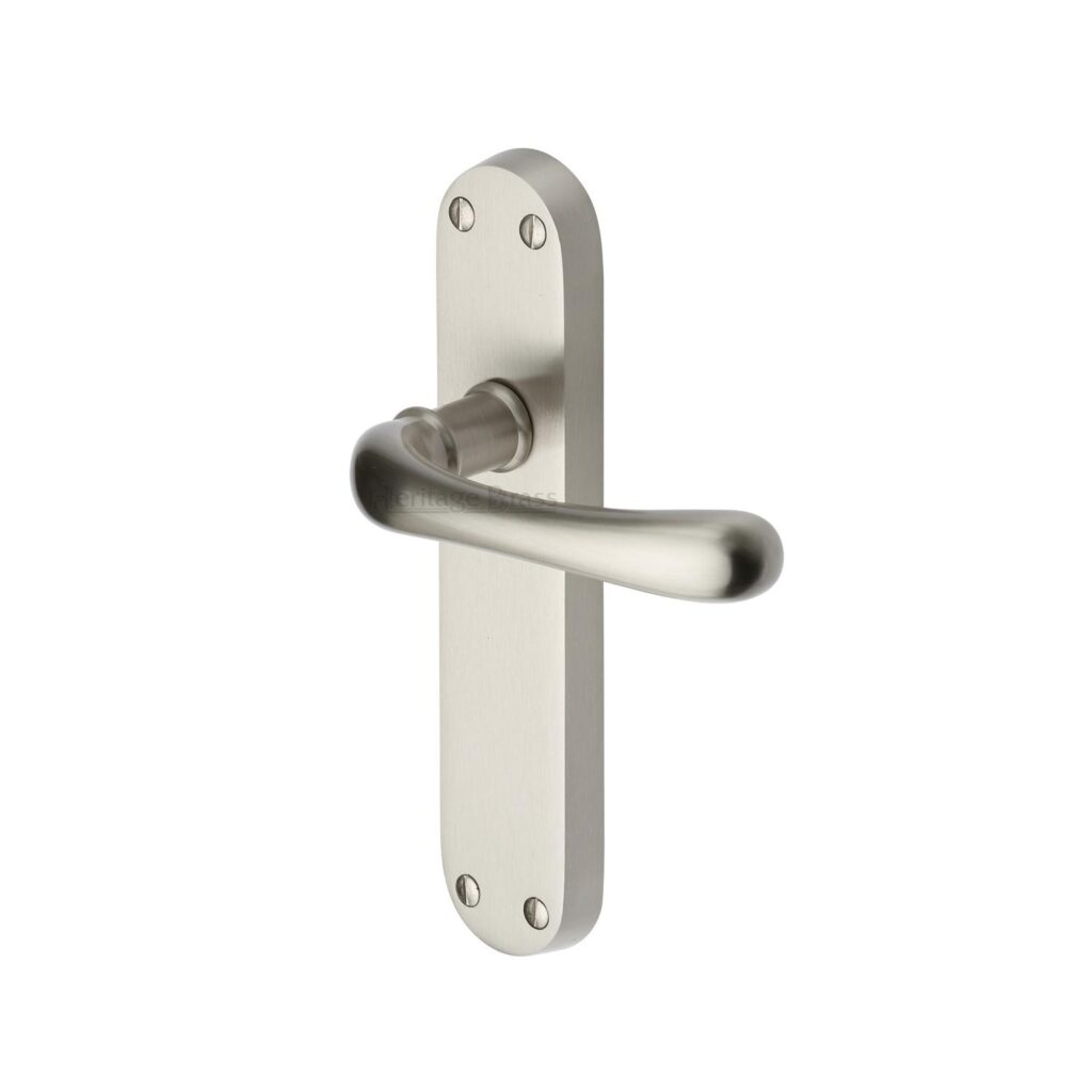 Heritage Brass Multi-Point Door Handle Lever Lock Bauhaus LH Design Satin Nickel Finish 1