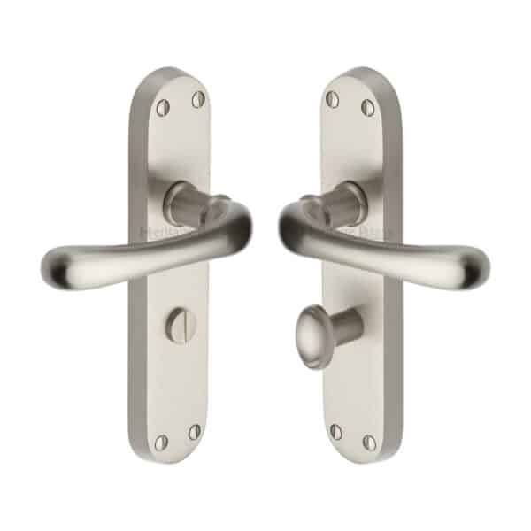 Heritage Brass Multi-Point Door Handle Lever Lock Bauhaus RH Design Satin Nickel Finish 1