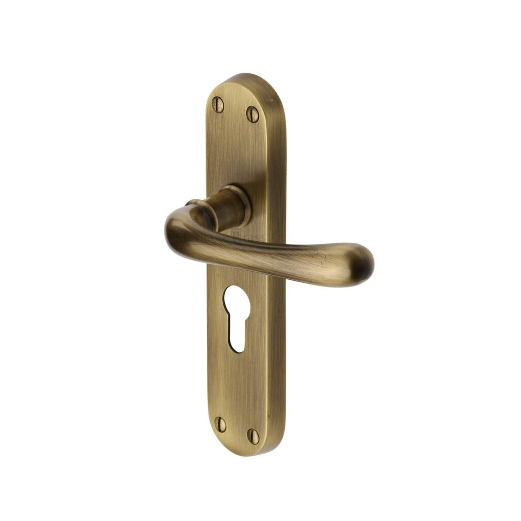 Heritage Brass Multi-Point Door Handle Lever Lock Gio LH Design Antique Brass Finish 1