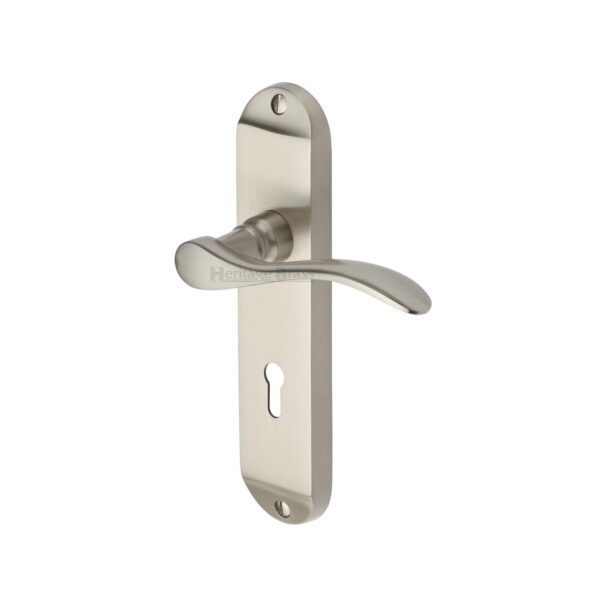 Heritage Brass Multi-Point Door Handle Lever Lock Gio RH Design Satin Nickel Finish 1