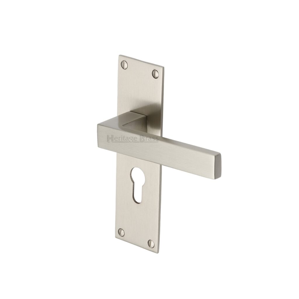 Heritage Brass Cabinet Pull Metro Design with Plate 96mm CTC Satin Nickel Finish 1