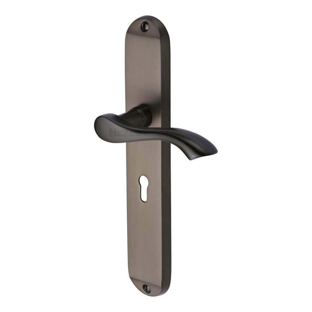 Heritage Brass Cabinet Pull Step Design with Plate 96mm CTC Matt Bronze/Satin Nickel Finish 1