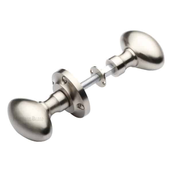 Heritage Brass Door Handle for Bathroom Sandown Design Mercury Finish 1