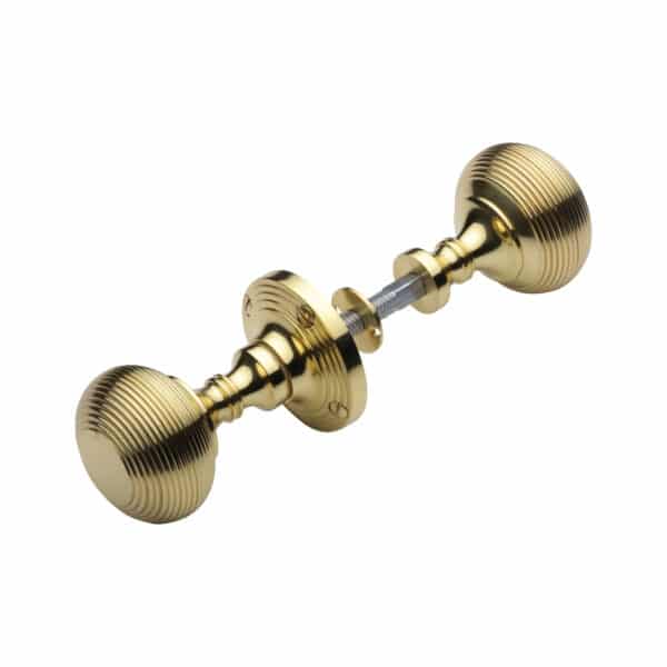 Heritage Brass Door Handle for Bathroom Sandown Design Satin Brass Finish 1