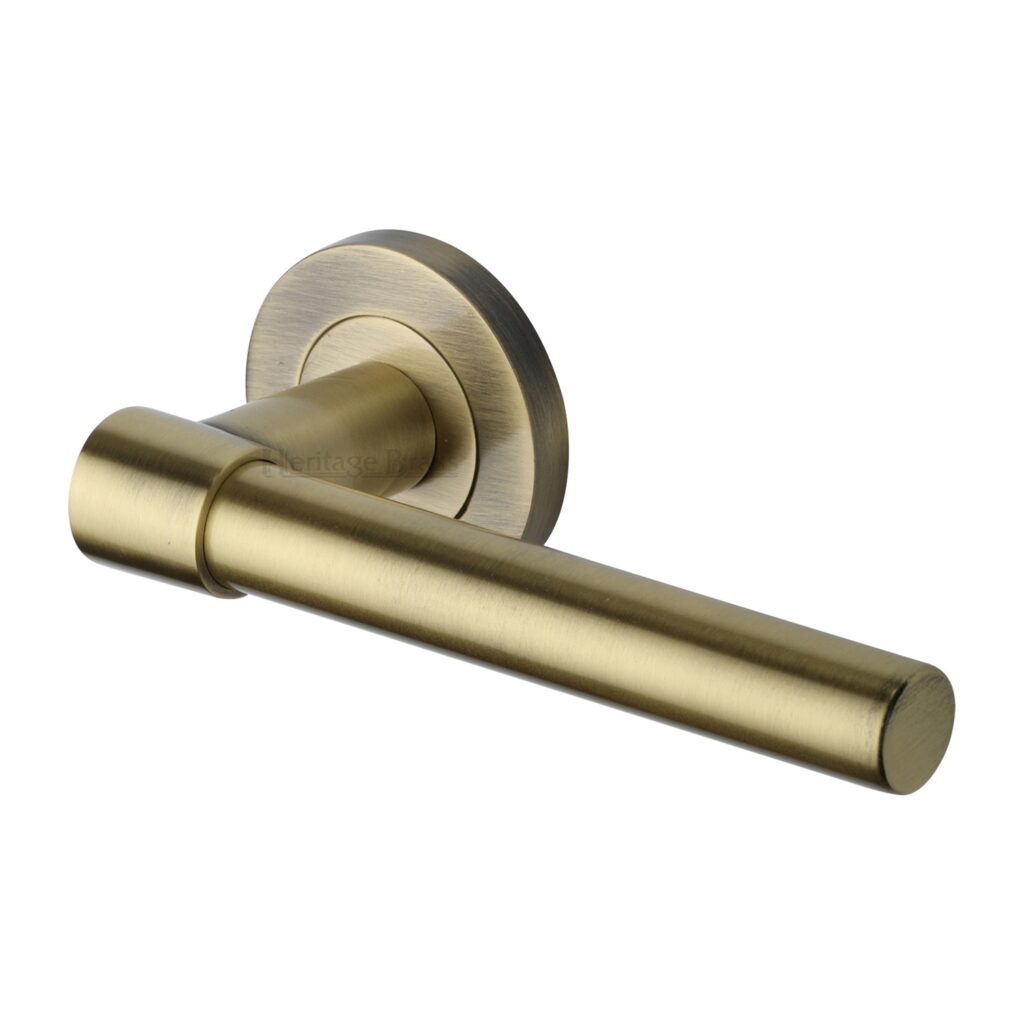 Sorrento Door Handle Lever Latch on Round Rose Deda Design Apollo Finish 1