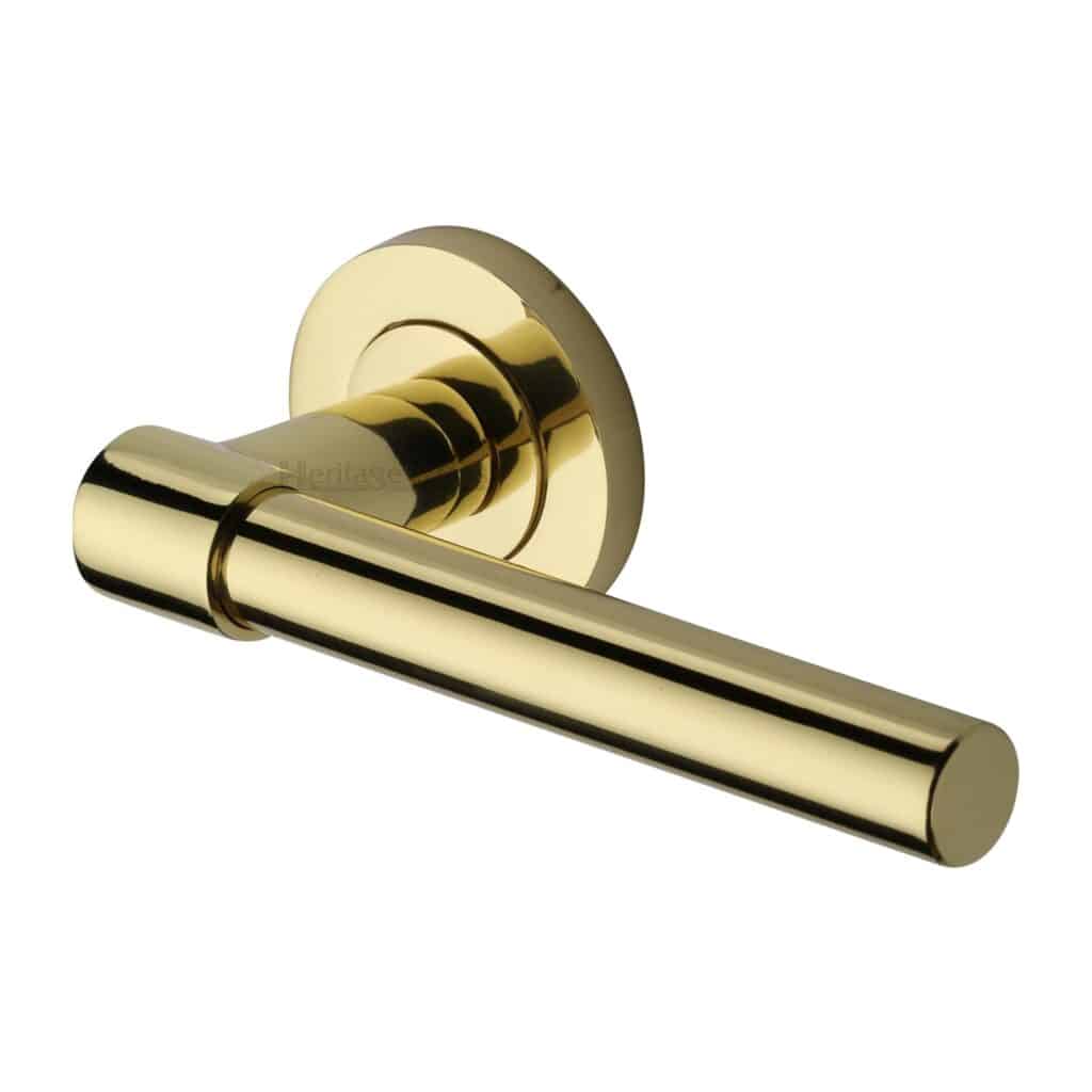 Sorrento Door Handle Lever Latch on Round Rose Lorenz Design Polished Chrome Finish 1