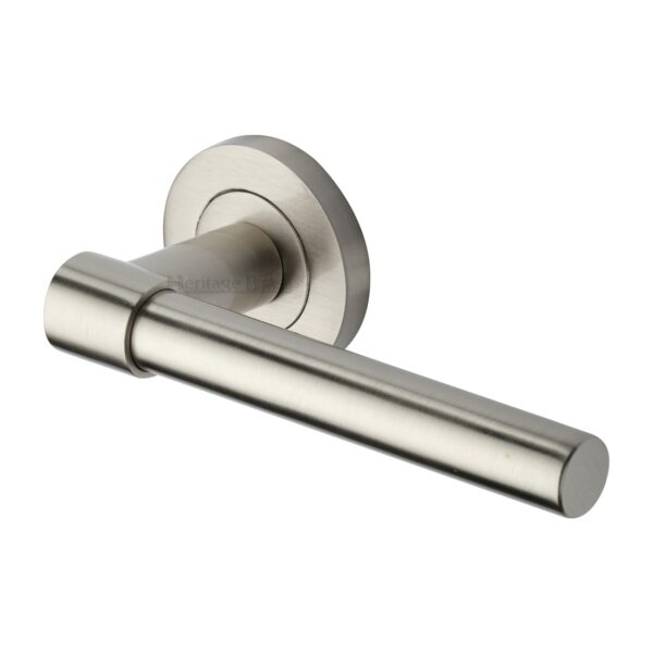 Sorrento Door Handle Lever Latch on Round Rose Arcadia Design Polished Chrome Finish 1