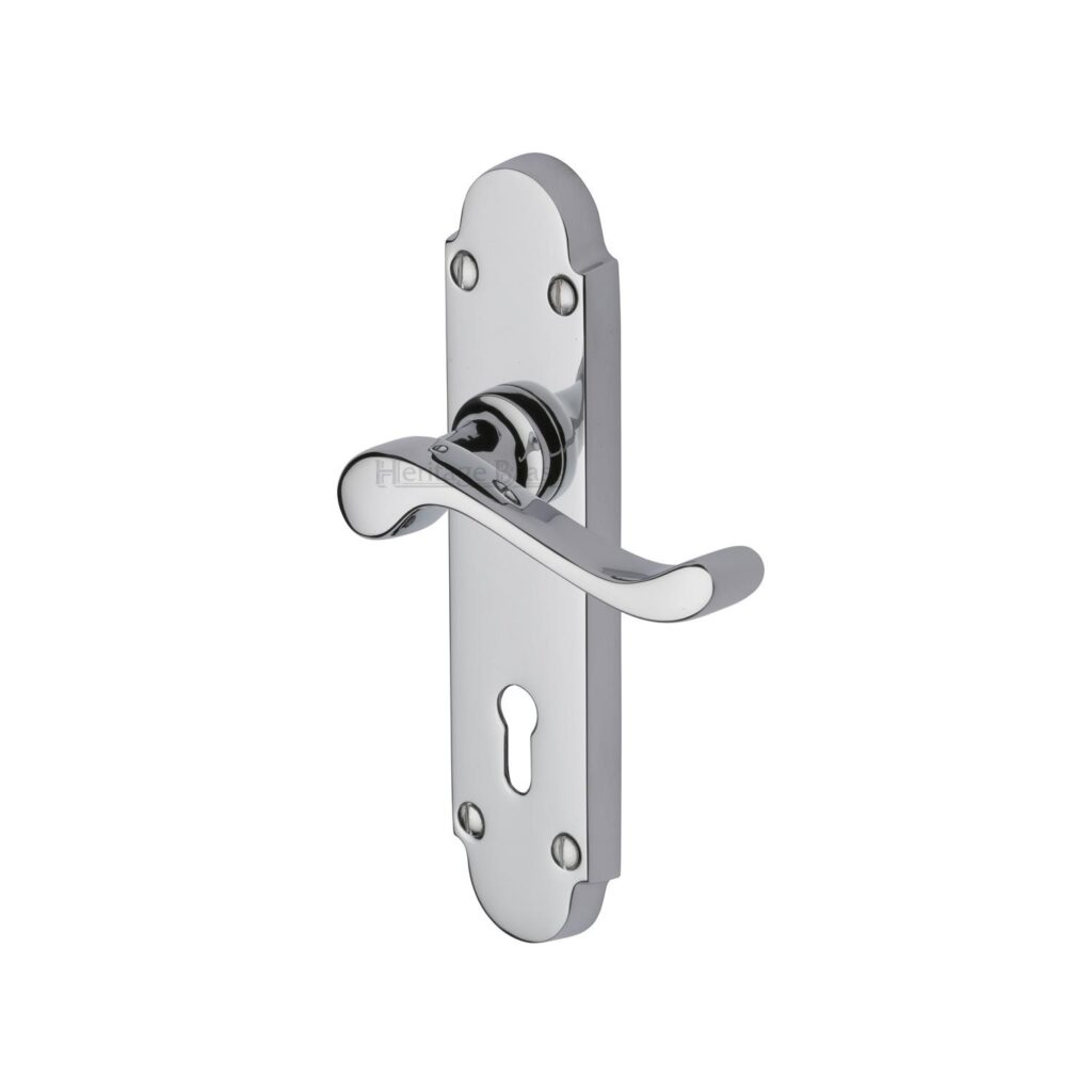 Sorrento Door Handle Lever Latch on Square Rose Indigo Design Polished Chrome Finish 1