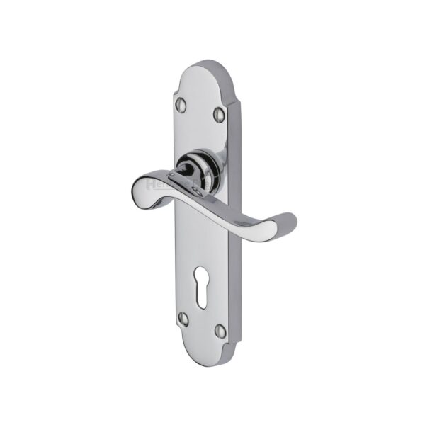 Sorrento Door Handle Lever Latch on Square Rose Indigo Design Polished Chrome Finish 1