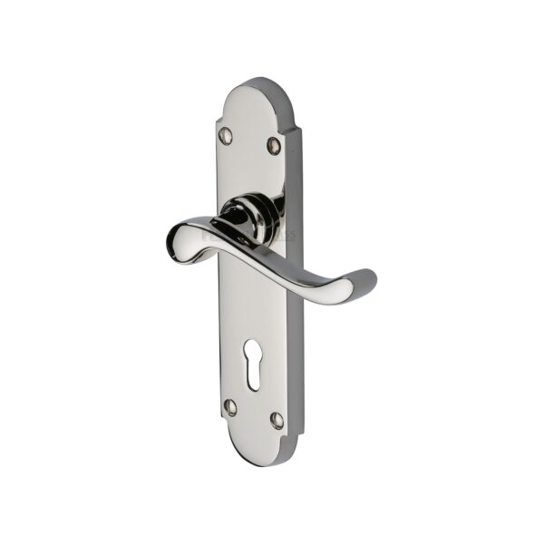 Sorrento Door Handle Lever Latch on Square Rose Indigo Design Satin Chrome Finish 1