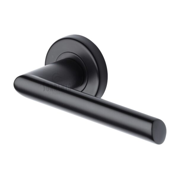 The Tudor Door Handle for Euro Profile Plate Shropshire Design Black Iron 1