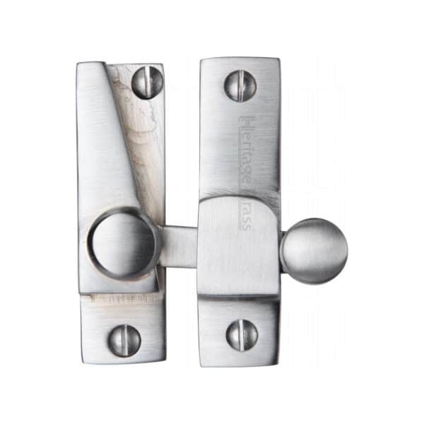 Heritage Brass Door Handle Lever Latch on Round Rose Sutton Design Satin Nickel Finish 1