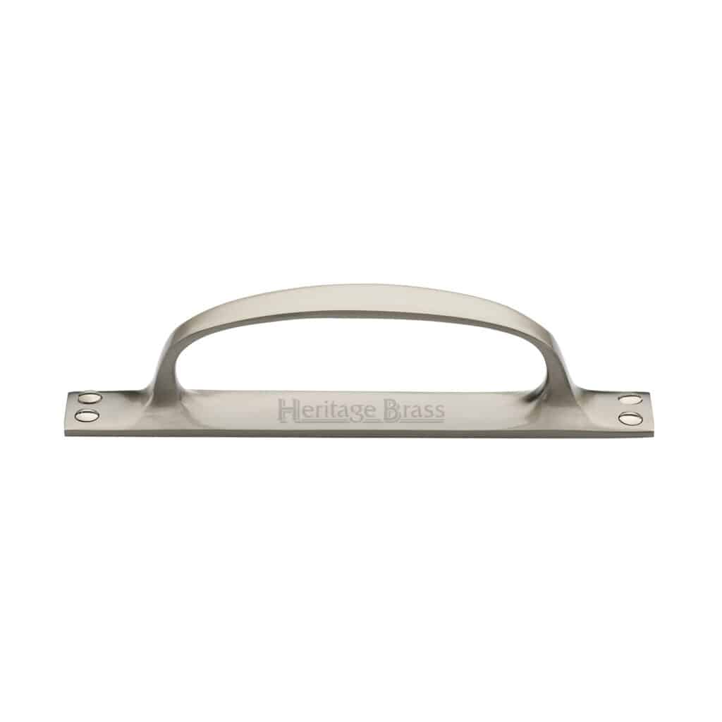 Heritage Brass Door Handle Lever on Rose Bauhaus Design Satin Nickel Finish 1