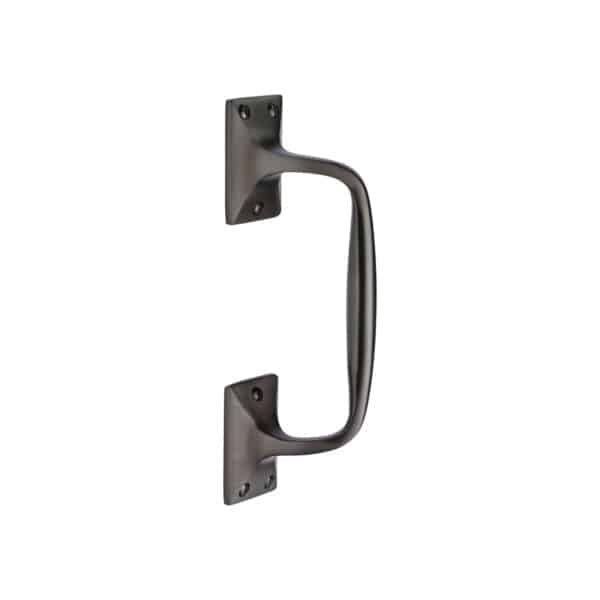 Heritage Brass Door Handle Lever Latch on Round Rose Bauhaus Mitre Design Matt Bronze Finish 1