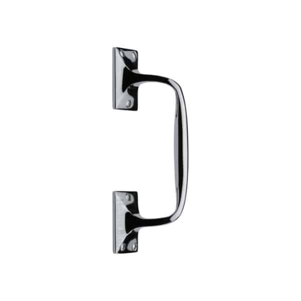 Heritage Brass Door Handle Lever Latch on Round Rose Bauhaus Mitre Design Polished Chrome Finish 1