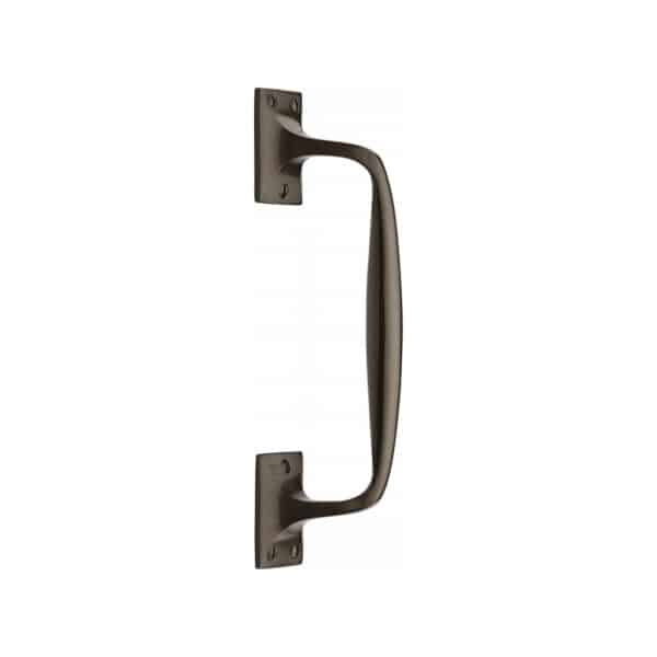 Heritage Brass Door Handle Lever Latch on Round Rose Bauhaus Mitre Knurled Design Matt Bronze Finish 1