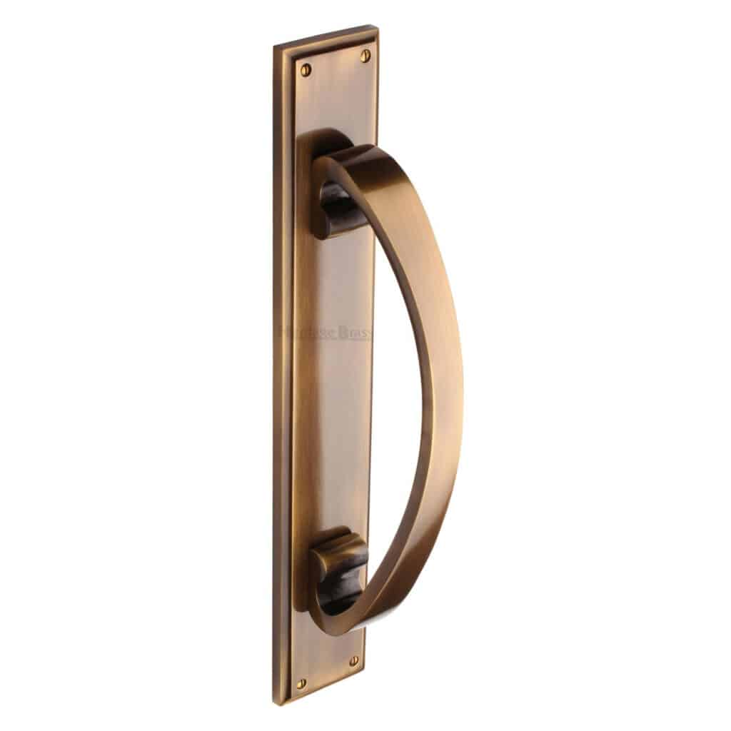 Heritage Brass Door Handle Lever Lock Meridian Design Antique Brass Finish 1