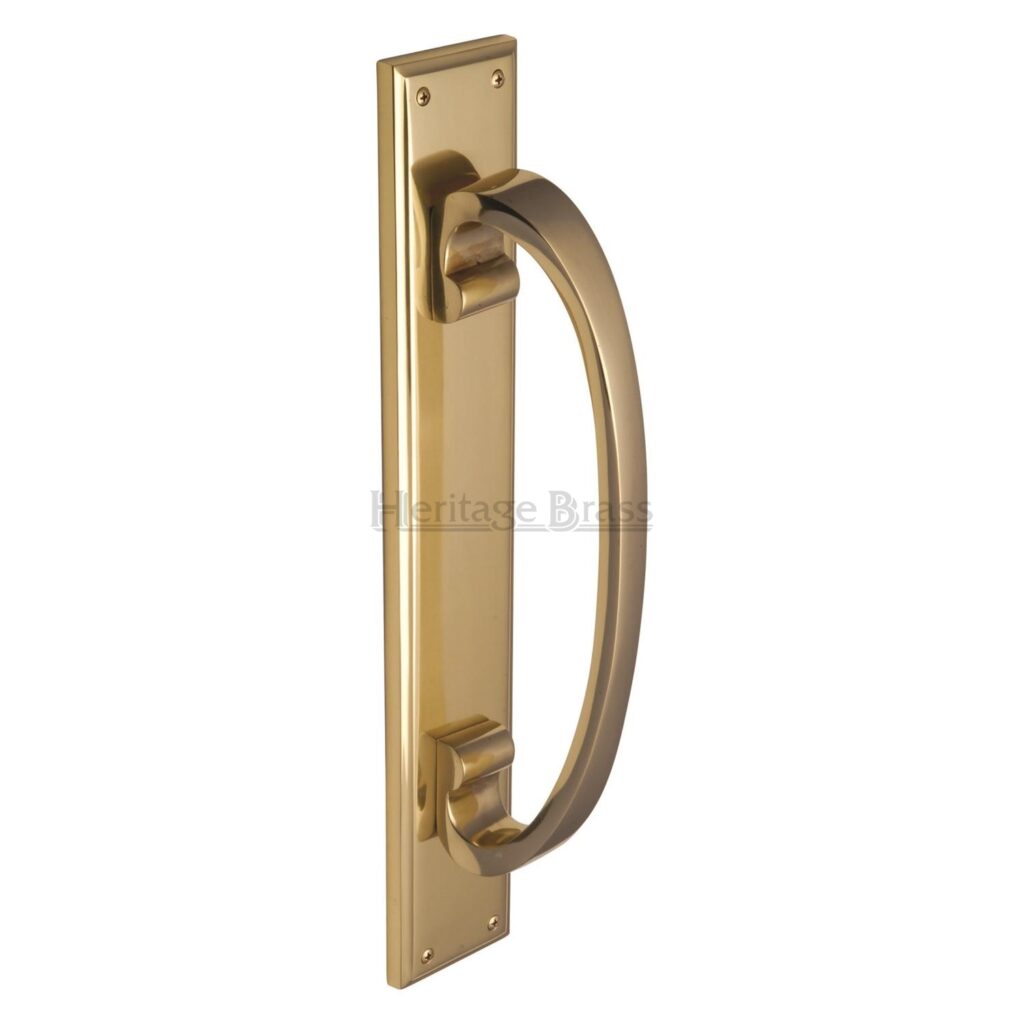 Heritage Brass Door Handle Lever Lock Meridian Design Polished Brass Finish 1