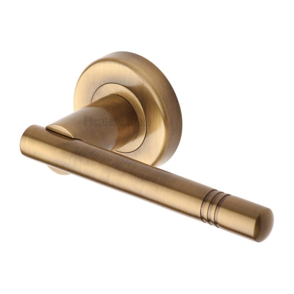 Heritage Brass Door Handle Lever Lock Sophia Design Satin Chrome Finish 1