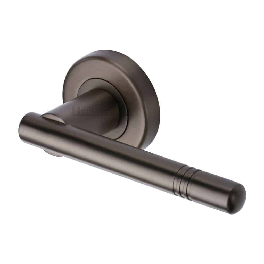 Heritage Brass Door Handle Lever Lock Sophia Design Satin Nickel Finish 1