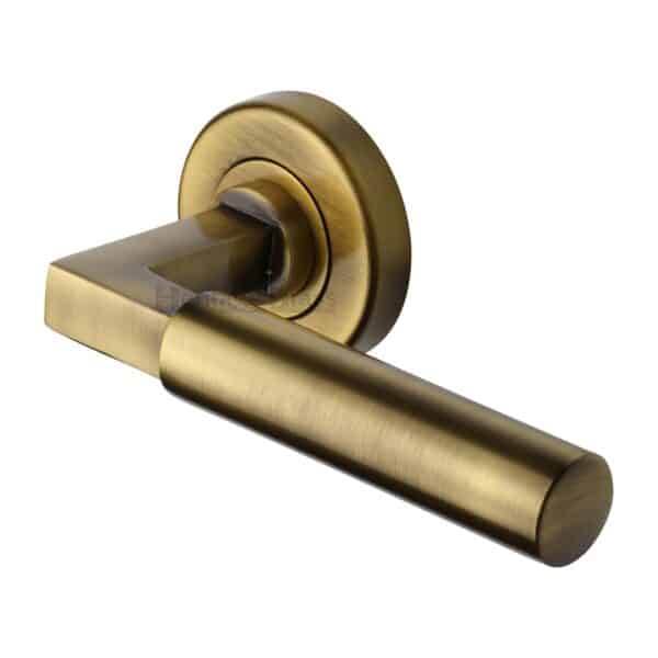 Heritage Brass Door Handle Lever Latch Sophia Short Design Satin Brass Finish 1