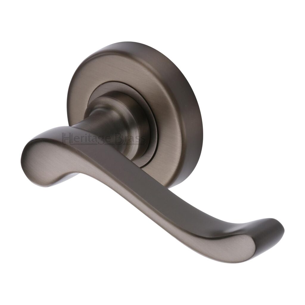 Heritage Brass Door Handle Lever on Rose Gio Design Matt Bronze Finish 1