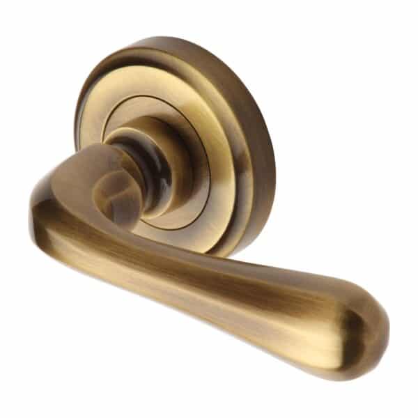 Heritage Brass Door Handle Lever on Rose Gio Design Satin Nickel Finish 1