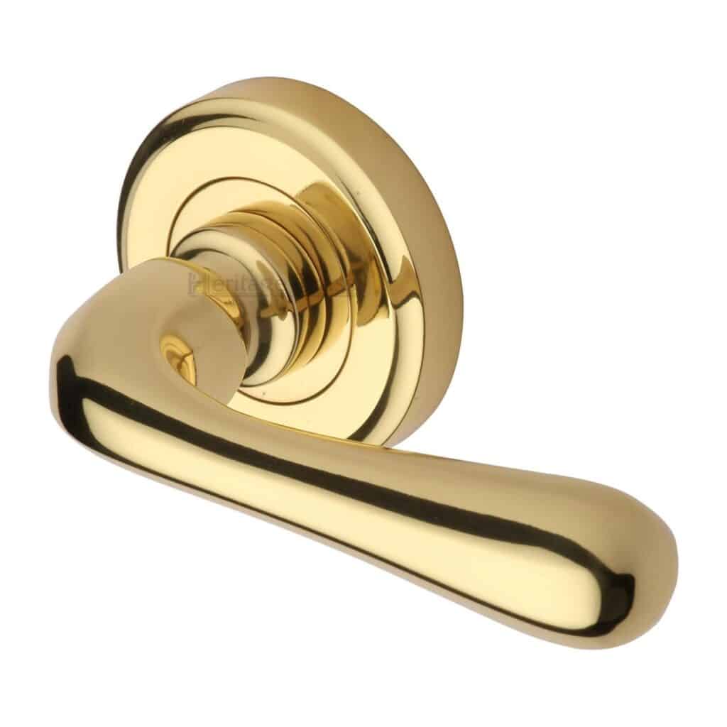 Heritage Brass Door Handle Lever Latch on Round Rose Julia Design Matt Bronze Finish 1